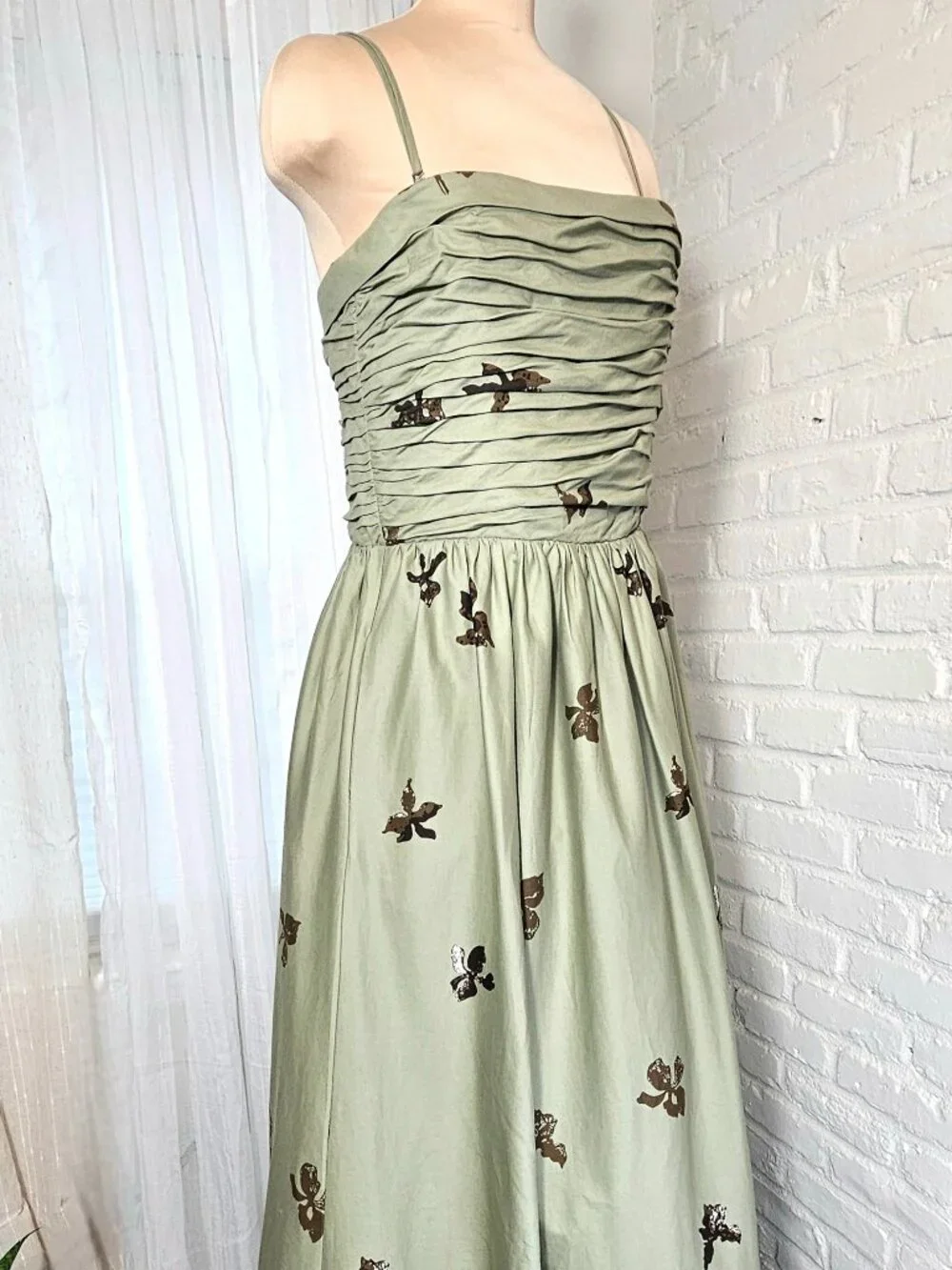 Reformation Kastoria Iris Border Dress Size 12 NWT Smocked Bodice Floral Maxi - Picture 5 of 16